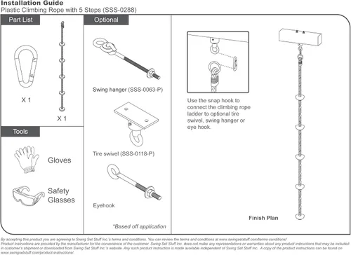 Vista 5 de Swing Set Stuff - Cuerda de escalada con escalones (azul) y adhesivo con logotipo SSS