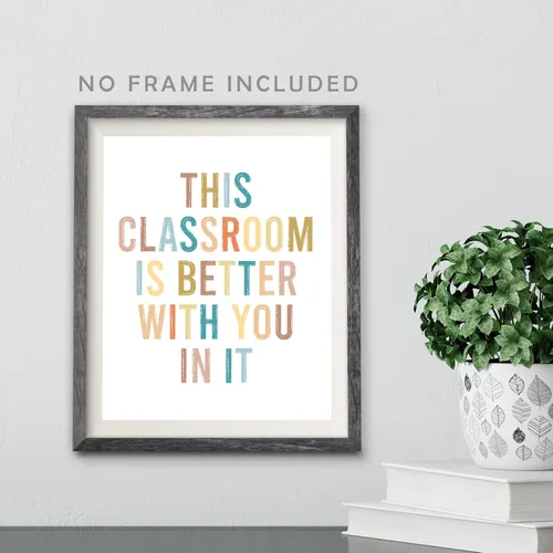 Vista 4 de This Classroom Is Better With You In It, Boho Classroom Decor, 8X10 inch Classroom Decorations Poster, Back to School, School Wall Art, Positive