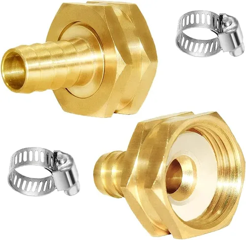 Vista 14 de Joywayus 1/2" Barb x 3/4" Hembra GHT Rosca Giratoria Hexagonal Latón Jardín Manguera de Agua Conector de Cobre con Abrazadera de Acero Inoxidable