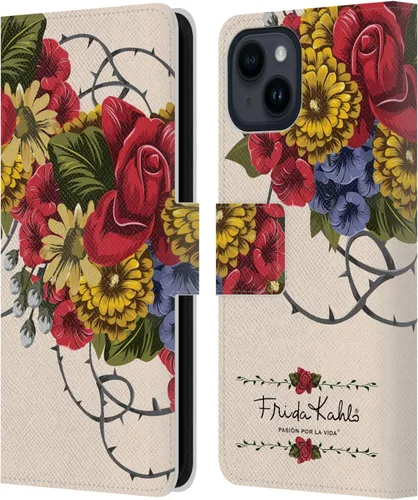 Vista 27 de Head Case Designs Funda con licencia oficial de Frida Kahlo Portrait Red Florals - Funda de piel tipo cartera compatible con Apple iPhone 14 Pro