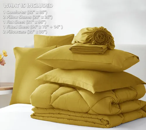 Vista 204 de CozyLux Juego de edredón de tamaño Queen, rojo burdeos, toda la ropa de cama en una sola bolsa, 7 piezas: edredón, fundas de almohada y de almohada