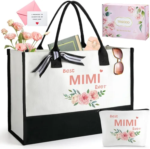 TRSODD Mimi - Regalos para el Día de la Madre, regalos de cumpleaños personalizados para mujeres, bolsa de mano y bolsa de maquillaje