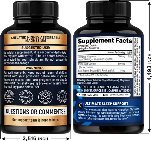 Vista 3 de NUTRAHARMONY L-teanina y glicinato de magnesio con cápsulas de glicina