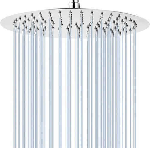 Vista 10 de GGStudy Ronda de 8 pulgadas de acero inoxidable cabezal de ducha estilo lluvia cabeza de ducha cepillado níquel