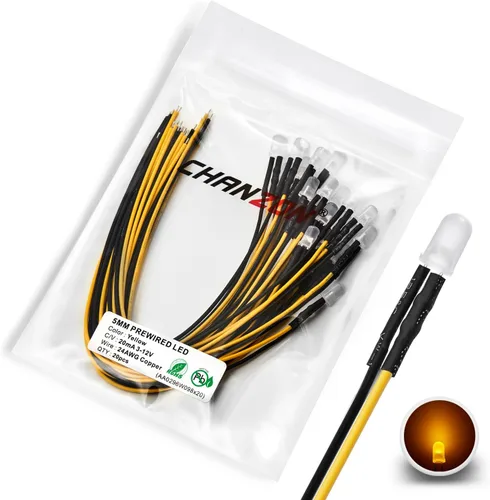 Vista 13 de CHANZON 20 luces de diodo LED rojas precableadas de 0.197 in (lente esmerilada redonda difusa CC 12 V) con resistencia de 680 ohmios 1/4 W e