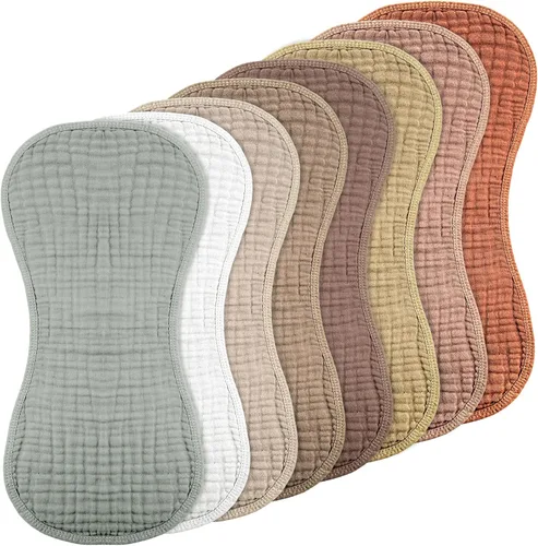 Vista 7 de Frienda - Toallitas de muselina para bebé, 8 unidades, de 10 x 20 pulgadas; toallas de muselina de algodón, multicolor; con 4 capas absorbentes