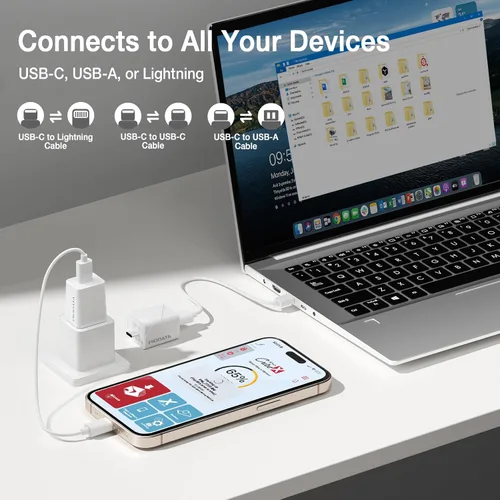 Vista 5 de iXflash Cube - Unidad flash USB de 128 GB para iPhone/iPad/Android, copia de seguridad automática de fotos mientras se carga rápidamente, Apple MFi