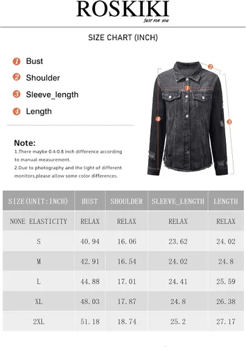 Vista 5 de EVALESS - Chaqueta de mezclilla lavada estilo novio para mujer