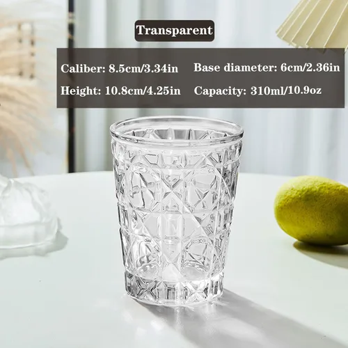 Vista 7 de Juego de vasos de whisky coloridos, vasos de bebida de 10.4 onzas, vasos de agua, 2 vasos de bar a cuadros dimensionales, juego de vasos de whisky