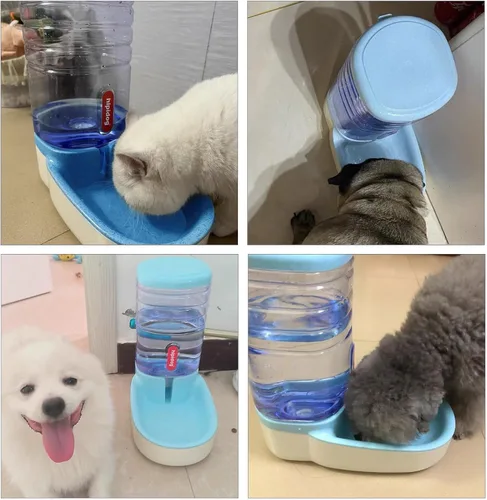 Vista 6 de kathson Gravity - Dispensador de agua para perros, estación automática de agua potable para gatos, 1 galón, gran capacidad, cuenco de agua para Azul
