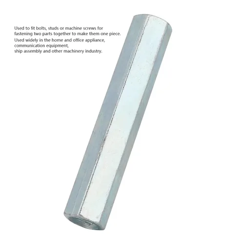 Vista 6 de Tuercas de varilla largas M8 x 66 Acoplamiento de acero al carbono Manguito hexagonal Tuerca de enfrentamiento de conexión Tornillo