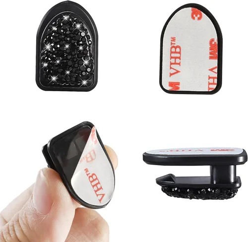 Vista 5 de WINKA Ganchos brillantes para automóvil, 4 piezas, accesorios de cristal, lindo gancho para salpicadero, llaves, lentes de sol, gancho