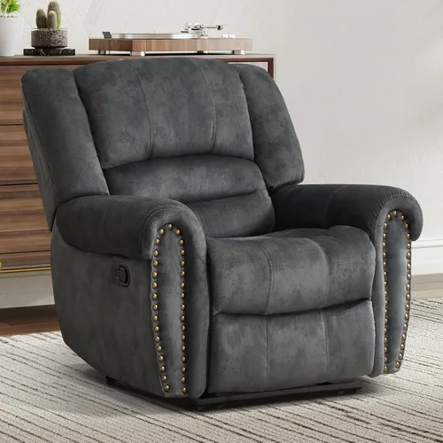 Vista 10 de INZOY Silla reclinable de cuero, sofá reclinable manual resistente, sofá individual de salón para sala de estar, asiento de cine en casa