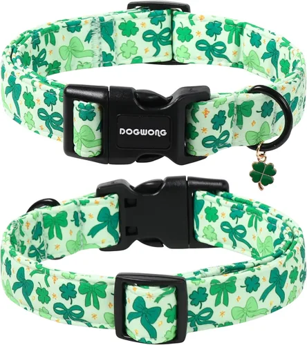 Vista 38 de DOGWONG Collar de algodón y cáñamo para perros, collar rosado resistente ajustable de tela natural suave para mascotas, lindo collar de boda