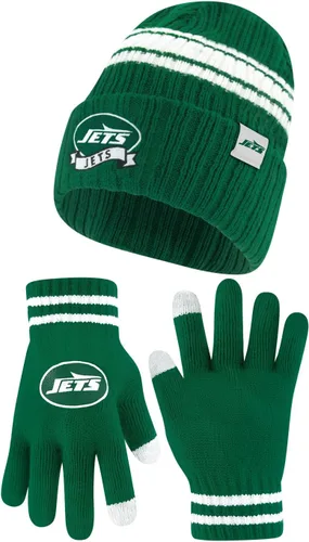 Vista 48 de Ultra Game Adults NFL Official Super Soft Team Stripe Winter Beanie Knit Hat with Extra Warm Touch Screen Gloves