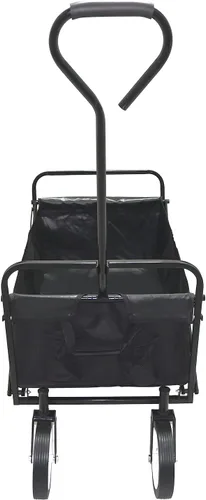 Vista 7 de Carro plegable multifunción negro para exteriores, ruedas portátiles para uso público, camping, comestibles, compras, transporte de niños, picnic
