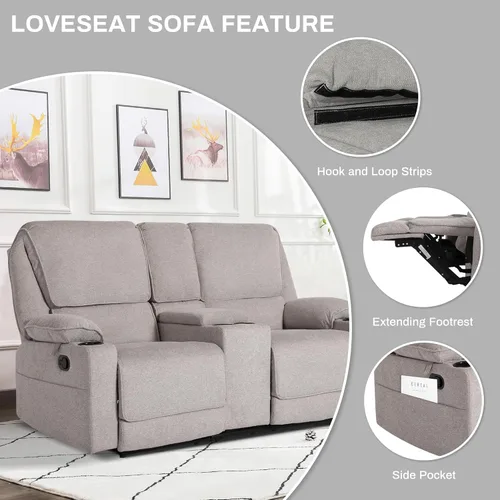 Vista 49 de KIGOTY Juego de 2 muebles de sala de estar, el juego de sofá reclinable incluye sofá reclinable reclinable y silla reclinable de masaje, juego