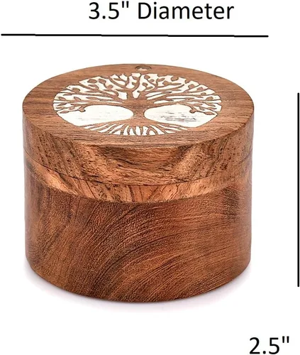 Vista 4 de EDHAS Caja de madera de acacia para bodega, elegante recipiente de sal de cocina con tapa giratoria para almacenar especias de pimienta