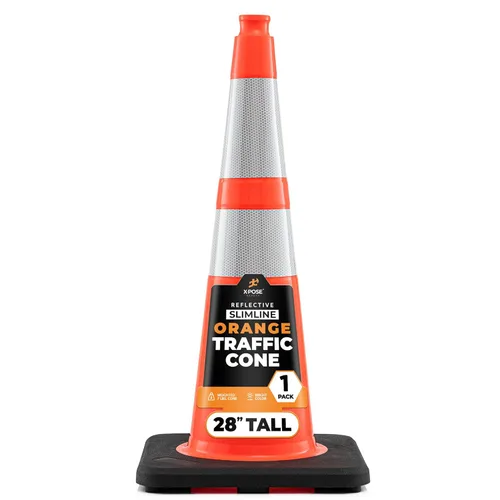 Vista 99 de Xpose Safety Conos de tráfico naranjas de 28 pulgadas con collares de 6 y 4 pulgadas, 1 paquete – Cono de seguridad de plástico PVC multiusos