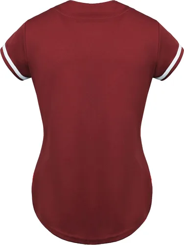 Vista 3 de Hat and Beyond Camiseta de béisbol para mujer, con botones, manga corta, softbol, hecha en Estados Unidos