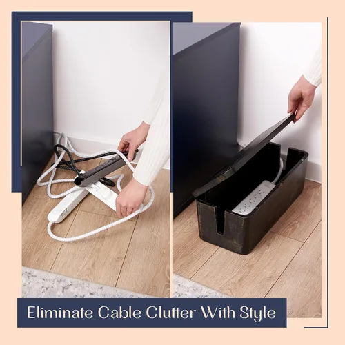 Vista 3 de Caja Grande de Gestión de Cables - Caja Organizadora de Cables y Caja de Regletas de Energía para Gestión de Cables Eléctricos - Oculta Cables