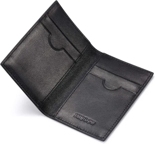 Vista 4 de Slim Leather Credit Card Holder 4cc for Men & Women, Italian Calfskin (Black)