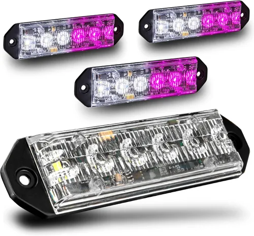 Vista 24 de LAMPHUS PlanarFlash - Luces de advertencia estroboscópicas LED ámbar de 6 W para parrilla de policía [clase SAE 1] naranja de 12 V ultra delgada