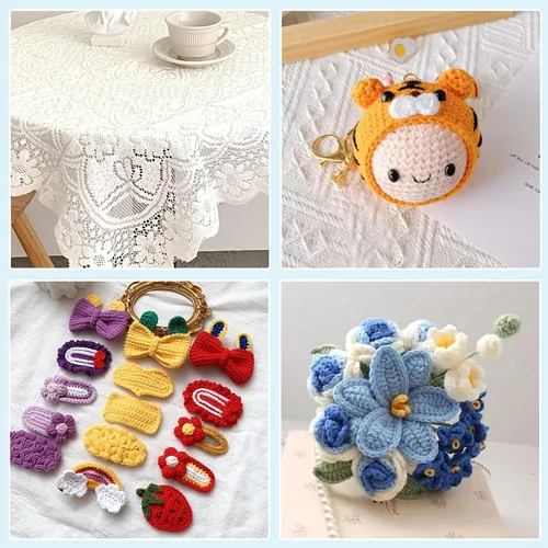 Vista 7 de Gancho de ganchillo de 0,5 mm, mango ergonómico para manos con artritis, agujas de tejer extra largas para principiantes y lana para ganchillo