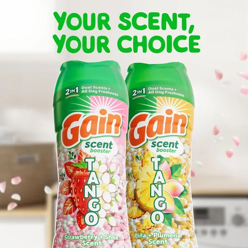 Vista 5 de Gain Tango - Cuentas potenciadoras de aroma para lavandería 2 en 1, aroma a fresa y manteca de karité, 10.7 onzas, cuentas de lavandería con aromas
