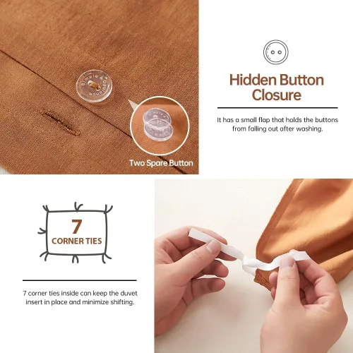 Vista 149 de Simple&Opulence Juego de funda de edredón de lino francés de 88 x 92 pulgadas, 5 piezas (1 funda de edredón, 4 fundas de almohada), mezcla de lino