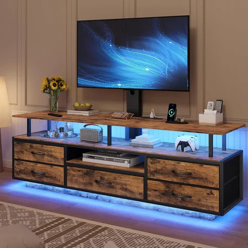 Vista 9 de BTHFST Soporte de TV con soporte para televisores de 32/55/65/70 pulgadas, soporte de TV LED de 51.2 pulgadas con tomas de corriente