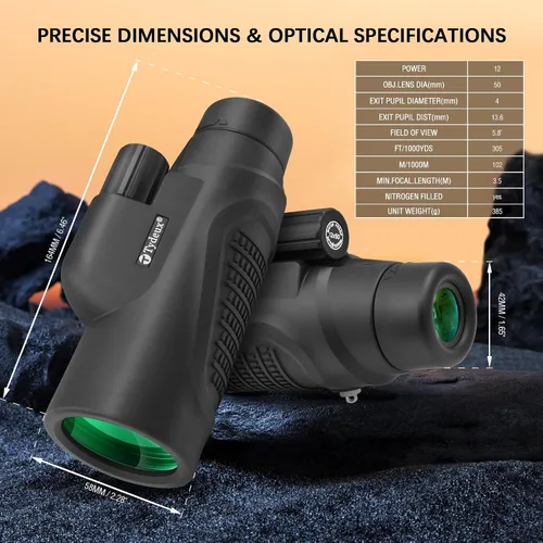 Vista 6 de Telescopio monocular 12x50 impermeable de alta potencia para adultos