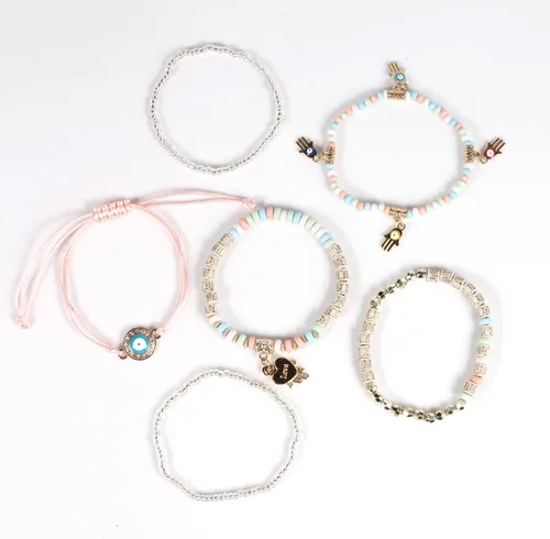 Vista 9 de Solosoya Bohemian Boho Stackable Bracelets for Women Set, Girls Stretch Multilayer Stack Beads Colorful Beaded Charm Bracelets Girl Handmade Jewelry