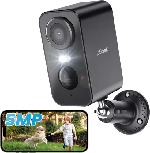 Cámaras de seguridad ieGeek inalámbricas para exteriores - Sistema de cámara wifi inteligente de 5MP para vigilancia del hogar con luz de