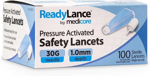 Vista 7 de Lancetas de seguridad activadas por presión, 100 lancetas, 0.827 x 0.087 in, verde