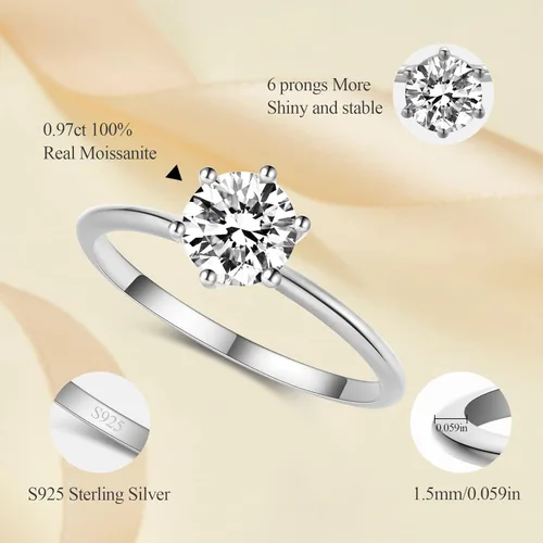 Vista 2 de MYSTCODE Moissanite Rings for Women Moissanite Wedding Band Moissanite Solitaire Engagement Ring Infinity Ring 925 Sterling Silver Rings Promise