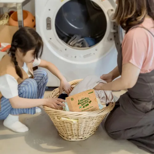 Vista 6 de Poesie Hojas de detergente para ropa sucia, sin plástico, portátil, biodegradable, dos fragancias, 320 hojas, cero residuos para el hogar