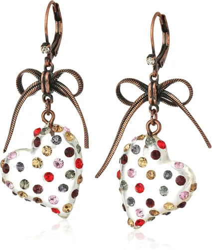 Betsey Johnson Pendientes colgantes de corazón multicolor