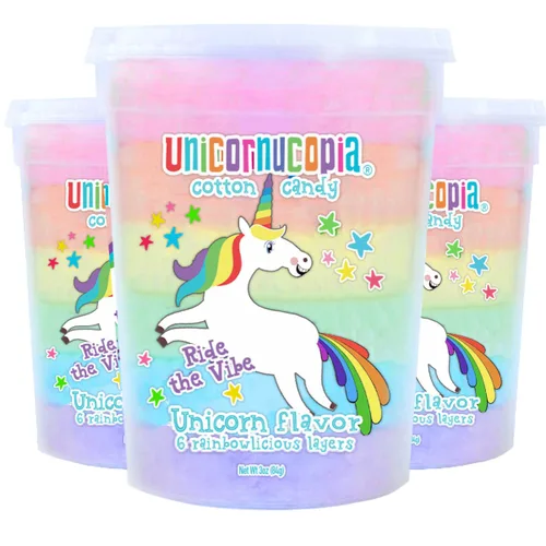 Vista 9 de Unicornucopia Algodón de Azúcar 3oz - Algodón de Azúcar Arcoíris de 6 Sabores - Caramelo de Fiesta de Cumpleaños de Unicornio para Bolsas de Fiesta