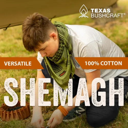 Vista 3 de Texas Bushcraft Tactical Shemagh - Auténtico Keffiyeh 100% algodón para tu equipo de camping, senderismo y mochilero