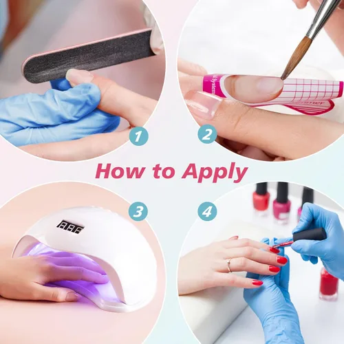 Vista 4 de 200 formas de uñas largas profesionales para uñas acrílicas, uñas de poligel, formas de extensión de uñas gruesas para puntas de arte de uñas