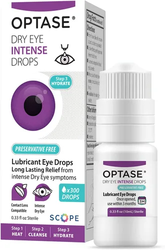 OPTASE Gotas para ojos secos intensas - Gotas para ojos sin conservantes - Botella multidosis - Paso 3 Hidratar - 0.33 fl oz, 300 dosis