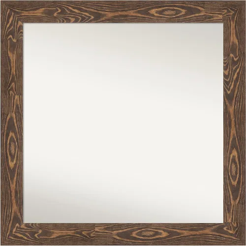 Vista 85 de Amanti Art Espejo de baño marrón para sobre fregadero, 26 x 26 pulgadas, espejo de tocador cuadrado marrón rústico Alexandria, marco de madera