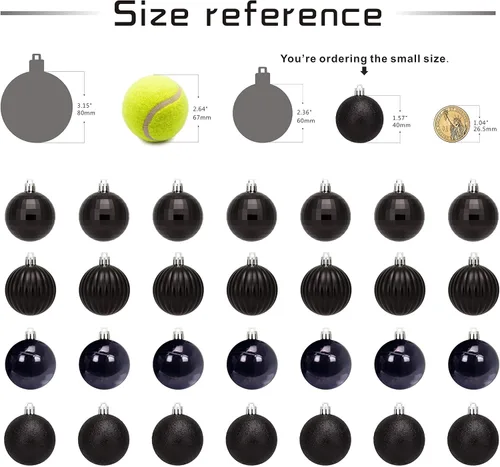 Vista 5 de 28 bolas de Navidad de 1.57 pulgadas, irrompibles, con 4 acabados clásicos para decoración del árbol de Navidad