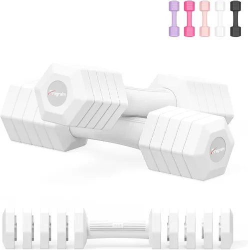 Vista 10 de Juego de mancuernas ajustables, juego de pesas de mano 4 en 1 para mujeres y hombres, un par de mancuernas de 10 libras cada uno de 2 libras, 3
