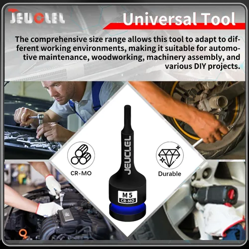 Vista 4 de M5 Triple Square Impact Spline Bit Socket, 0.197 in métrico 1/2-Inch Impact Drive Triple Square Socket, Cr-Mo Acero Alargar Destornillador Adaptador