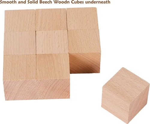 Vista 6 de TOWO - Rompecabezas de cubos de madera para niños, rompecabezas de cubo de madera, 9 cubos de madera, 6 imágenes de animales salvajes en una caja