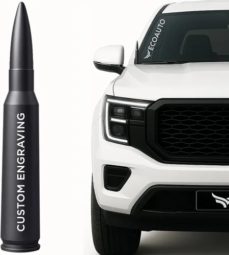 EcoAuto 50 Cal Badass Bullet Antenna® - Personalizado y grabado personalizado - Accesorios universales para camiones para Ford, Dodge, GMC, Chevy,