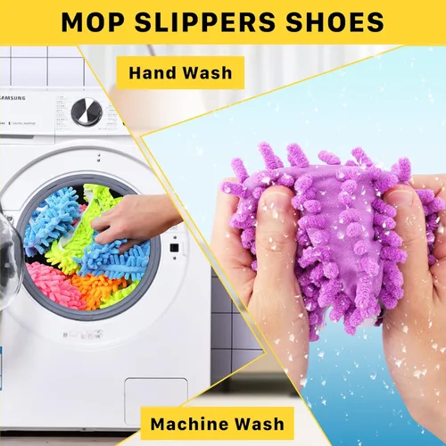 Vista 5 de 20 calcetines de fregona para limpieza de pisos, lavables y reutilizables, zapatos de microfibra para limpieza, pantuflas de limpieza multifunción
