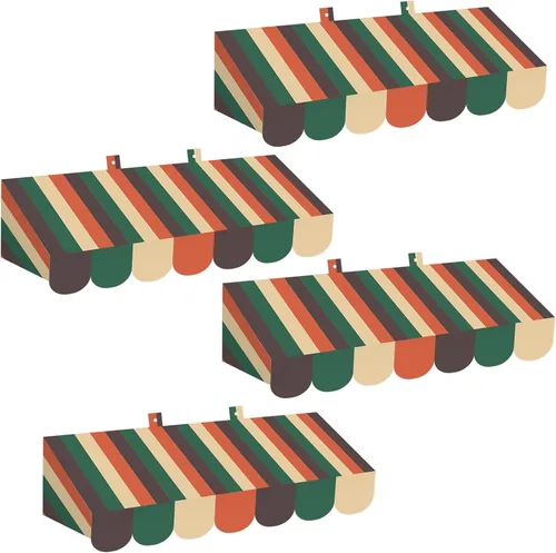 Vista 20 de Tallew 4 Piezas Toldo de Circo 3D Decoración de Pared Toldo de Carnaval para Halloween Carnaval Fiesta Temática Decoraciones de Aula (Negro y Blanco)